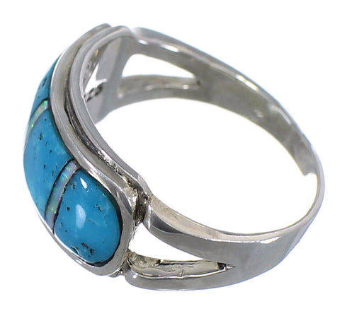 Southwest Opal Turquoise Inlay Sterling Silver Ring Size 5-3/4 GS56023